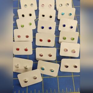 Lot of 19 Colorful Stone Birthstone Stud Earrings